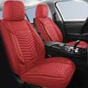 HChengkikz Nappa Leather Car Seat Covers Full Set, Red Car seat Protector 5 Seats, Waterproof Car Seat Cushion, Universal Automotive Seat Covers Fit for SUV Truck Pick-up Sedan, Front and Rear