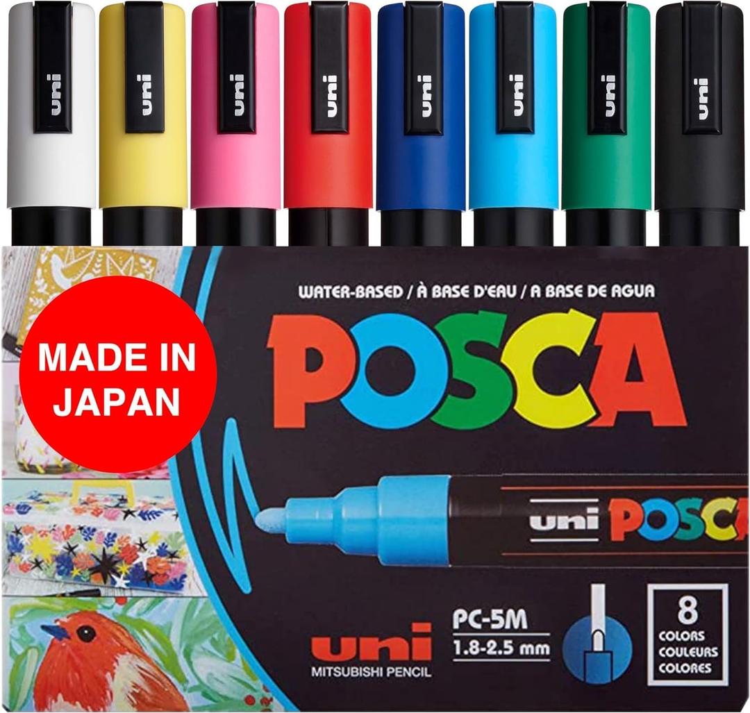 POSCA 6-Color Paint Marker Set, PC-5M Medium