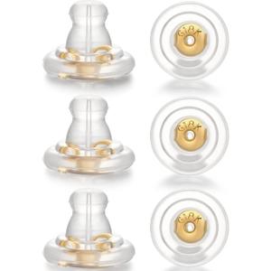Earring Backs, Silver Silicone Earring Backs Replacements for Studs/Droopy Ears, Hypoallergenice Secure No-Irritate Earring Backs for Adults (Gold)