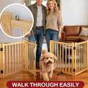 Wooden Freestanding Dog Gate Indoor with Door, 23" H 4 Panels | No-Painted Foldable Puppy Gate Walk Through, Folding Portable Pet Fence For Stairs, Doorways, Hallways