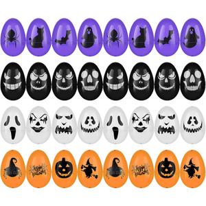 72 Pieces Halloween Skull Eggs Halloween Easter Plastic Eggs Halloween Eggs Plastic Fillable Scavenger Hunt for Trick or Treating Candy Box Mini Halloween Eggs for Halloween Party Supplies