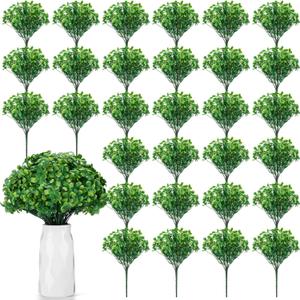 30 Bundles Artificial Shamrock Plants Decoration Faux Clover Greenery Four Leaf Shamrock Stem Picks Fake Clover Branches for Garden Home Office Table Centerpiece