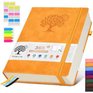 A4 Lined Journal Notebook365 Page Large Leather Journals for Writing Women MenHardcover Notebook with 100Gsm Thick Pages for Travel Work School College Ruled, Daily Diary (8.5" x 11.4") (Yellow)