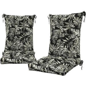 DYTXIII Set of 2 Rocking Chair Cushions for Outdoor/Indoor Use,Water Resistant Tufted High Back Chair Pads for Patio,Porch,Balcony Rocker and Adirondack Furniture - Leaf Black