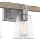 Kira Home Asher 23" 3-Light Farmhouse Vanity/Bathroom Light + Conic Glass Shades, Bleached Oak + Galvanized Steel Finish
