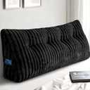 Headboard Pillow Full, Triangular Wedge Pillow Headboard Full, Cushion Headboards Reading Pillows, Backrest Pillows for Sitting in Bed or Working with Removable Cover, Black