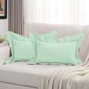 FUTEI Pack of 2 Chenille Throw Pillow Covers 12x20 Inch, Aqua