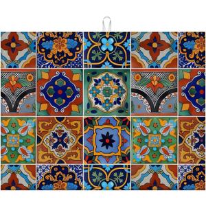 Talavera Mexican Tiles Dish Drying Mat For Kitchen Counter, Super Absorbent Microfiber Dish Drying Pad, Kitchen Gadgets For Easy Clean Multi-Use Large 18"x24"