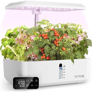 Hydroponics Growing System Garden: 12 Pods Indoor Gardening System with Custom Time Grow Light Height Adjustable Quiet Plants Germination Kit - Gardening Gifts White