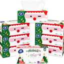Vinda 3-Ply Premium Facial Tissues, Christmas Edition  Festive Holiday Boxes, 130 Tissues/Box, 8 Flat Boxes, Ultra Soft & Gentle for Sensitive Skin, Ideal for Home, Office, or Holiday Gifts