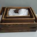 MyGift Rustic Dark Brown Solid Wood Storage Organizer Box with Handle, 3 Piece Various Size Decorative Nesting Crate