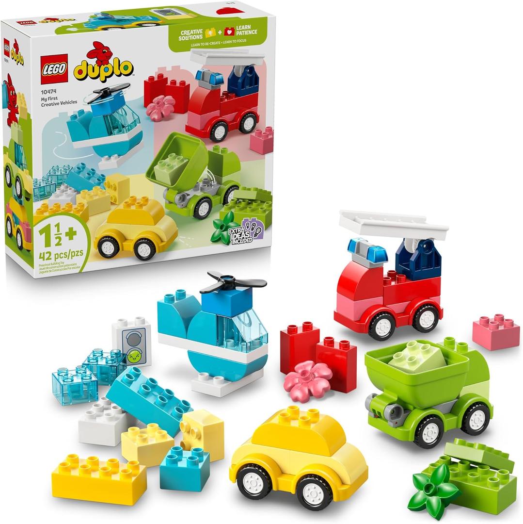 LEGO DUPLO My First Creative Vehicles Building Toy for Toddlers - Building Blocks for Boys & Girls, Ages 1.5+ - Preschool Learning Toy & Pretend Play Set - Gift Idea for Birthdays - 10474