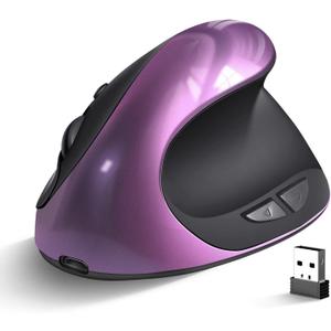 Ergonomic Mouse Wireless,Rechargeable Vertical Mouse Right Handed Small Mouse with 6 Buttons 1000/1200/1600 for Laptop,Desktop,PC, MacBookPurple
