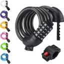 NDakter Bike Lock, 4/5.6 Feet Bicycle Cable, High Security 5 Digit Resettable Combination Coiling Bicycle Lock, Heavy Duty Anti Theft Cable with Mounting Bracket, 1/2 Inch Diameter (12mm) (Black)