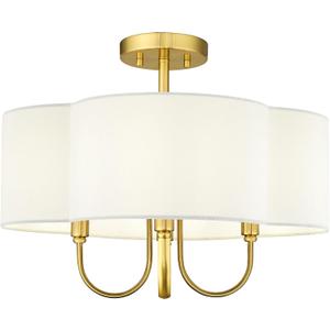 Gold Semi Flush Mount Ceiling Light, 18" 4-Light Light Fixtures Ceiling Mount with Fabric Shade in Quatrefoil for Kitchen Nursery Entryway Hallway Bedroom, SM179-BG-L