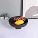 Modern Large Black Fruit Bowl - Concrete Black Pedestal Decorative Bowls, Handicraft Multi-Functional Key, Candy Bowl, Centerpiece for Entry Table, Kitchen Island Counter, Coffee Table Home Decor