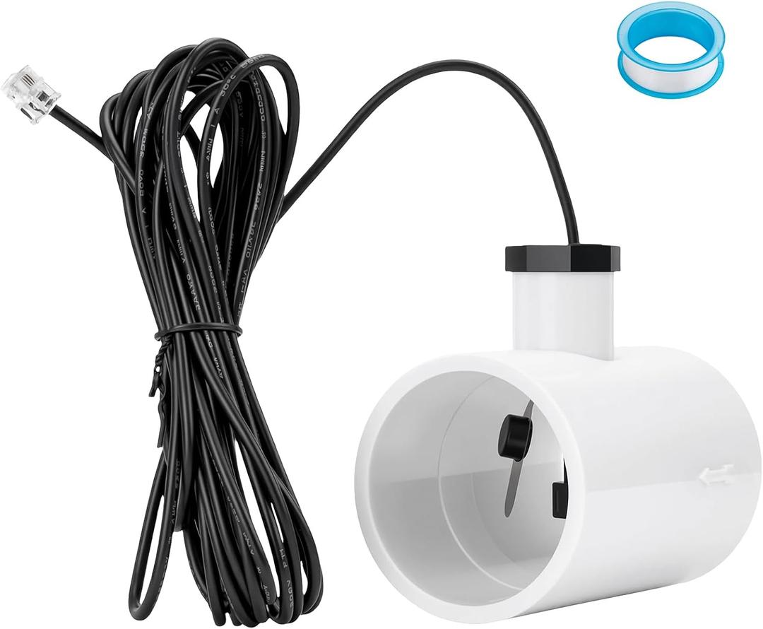 Upgraded GLX-FLO-RP Flow Switch Fit for Hayward Goldline Aquarite Salt System, Metal Pool Water Flow Sensor for Hayward Salt Cell and Chlorine Generator with w/Tee and 15ft Cable