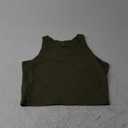 Efan YOGA Butterluxe Racerback Longline Sports Bras for Women - High Neck Padded Crop Workout Tank Top with Built in Pads L, Olive Green
