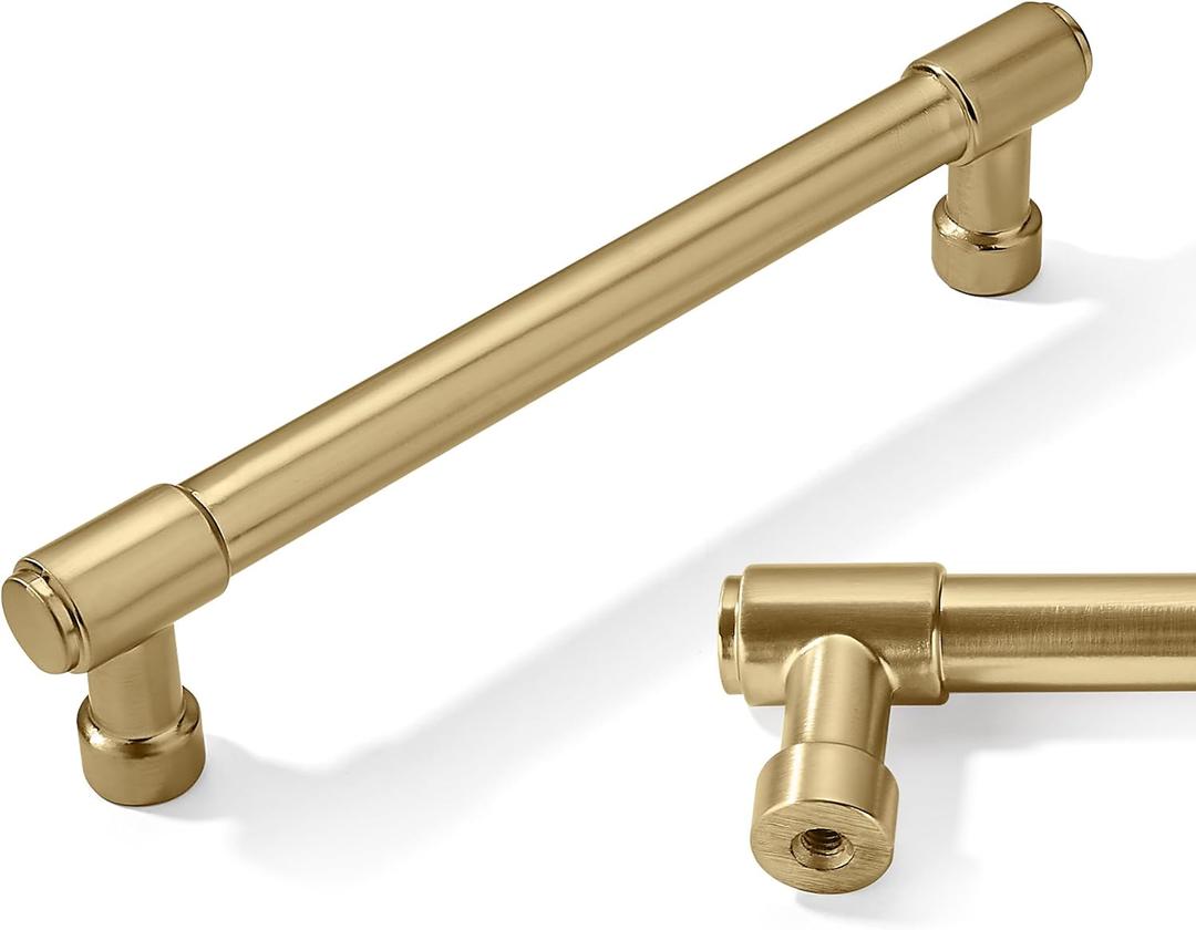 10 Pack 5 Inch Brushed Gold Cabinet Pulls Satin Brass Drawer Pulls Kitchen Cabinet Hardware Kitchen Handles for Cabinets Cupboard Handles Drawer Handles