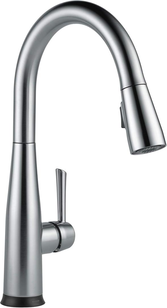 Delta Essa Brushed Nickel Touch Kitchen Faucet with Pull Down Sprayer, Modern Single Hole Touch On Kitchen Sink Faucet, Single Handle, Arctic Stainless 9113T-AR-DST