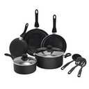 GreenLife Essentials 10 Piece Cookware Set, Healthy Ceramic Nonstick Pots, Frying & Sauce Pans, PFAS & PFOA Free, Dishwasher Safe, Even Heating, Versatile Kitchen Essentials, Black