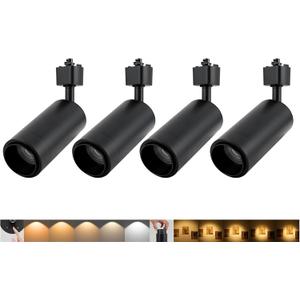 5CCT LED Track Lighting Heads Dimmable 20W 5CCT 2700K/3000k/3500k/4000k/5000k,Versatile H Track Lighting Heads,Zoomable Beam 15° to 60° Ideal for Accent Art and Task Lighting, (Black, 4 Pack)