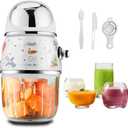 Baby Food Maker Mini Cute and Small Food Processor Puree Blender Grinder Chopper 1.2 Cup Glass Bowl with 6 Blade Electric (Spaceman-White(One Bowl)