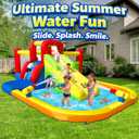 Hongcoral Bounce House Inflatable Water Slide for Kids, Water Park With Splash Pool, Double Cannon, 2 Climbing Walls, Obstacles, Blow Up Jumping Castle With Blower