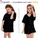 Girls Summer Casual Romper Short Sleeve Oversized Jumpsuit Kids Shorts Teens Fashion Cothes (9-10 Years, Black)