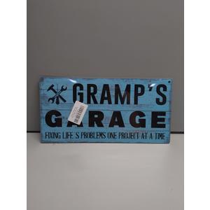 SET OF 3, Rustic Vintage Style Gramp's Garage Sign, Hanging Decorative Wood Plaque, Printed Wall Art Decor, Gift for Grandpa 12x6in