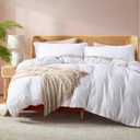 Nestl Full Duvet Cover Set with Comforter Insert - White 4 Piece 80x90 Duvet Cover & 2 Pillow Shams with White Quilted Down Alternative Comforter, Ultra Soft, All Season