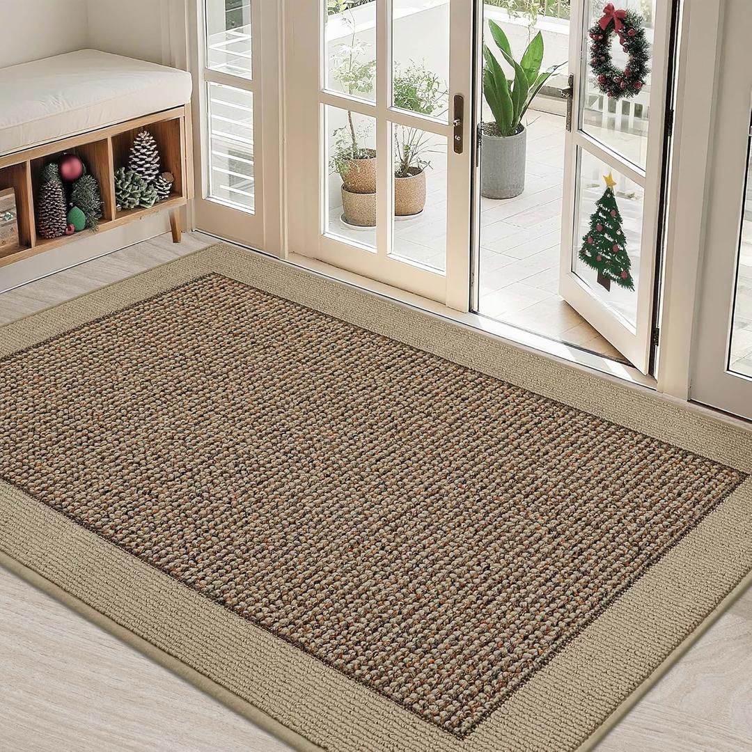 BEQHAUSE Indoor Door Mat 32" x 48", Dirt Trapper Door Mats Non-Slip Entryway Rugs Washable, Resist Dirt Absorbent Welcome Mat, Low Profile Floor Mats for Front Back Door and Entryway, Taupe