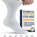 Pembrook Diabetic Socks for Men - 6 Pairs Crew Diabetic Neuropathy Socks for Men | Non Binding (Large)