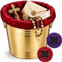 Zhehao 1 Pcs Large Offering Pot for Church Offering Pot with Removable Liner Prayer Ritual Bowl Tithes and Donations Smudge Basket for Church Communion Supplies (Novel)