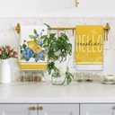 Spring Summer Hydrangeas Lemons Kitchen Towels, Hello Sunshine Dish Towels Set of 2, Spring Floral Holiday 18 x 26 Inch Hand Towel Quick Drying Dishcloth Decor for Kitchen Bathroom Home
