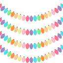 Boao 4 Pcs Felt Christmas Garland Felt Ball Christmas Light Bulb Garland Decor Xmas Rainbow Bulbs Garland for Home Christmas Tree Wall Party Decorations (Pastel Color)