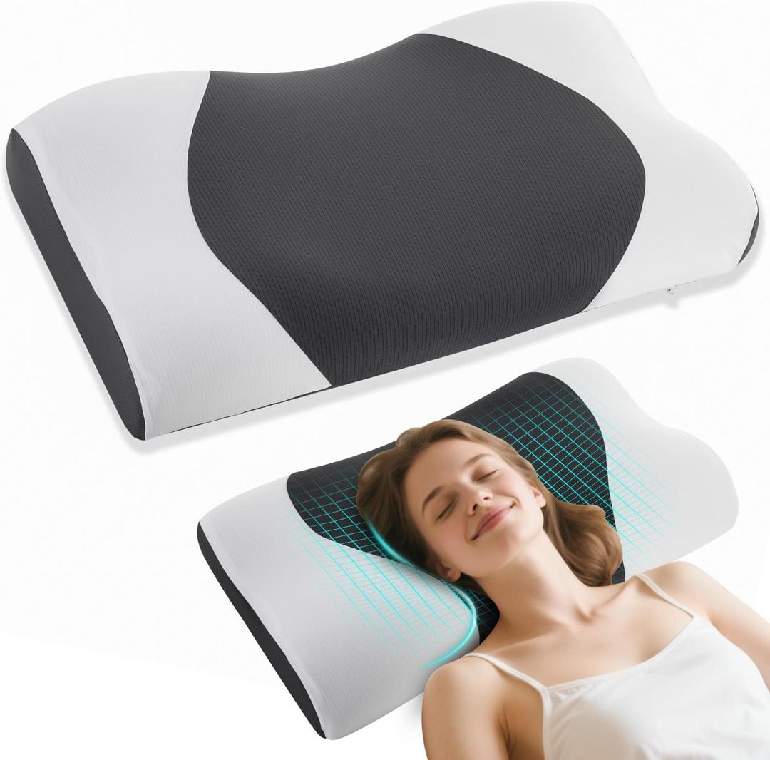 Cloud Align Pillow, Ergonomic Zero-Pressure Soft Memory Foam Pillow for Neck Pain Relief, Neutral Alignment for Side & Back Sleepers, Gently Provides Cervical Support, Washable Pillowcase