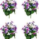 365 Blooming Decor Artificial Pansy Bushes, Lifelike Purple/Pink/Lavender Blooms, Luxury Fake Silk Pansies, Set of 4 for Planter, Porch, Window Box Home Decor, Water Proof.
