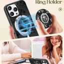 Cute Case for iPhone 16 Pro Max for Women Girls - Funny Black Flower Design Compatible with Magsafe Magnetic Ring Holder Kickstand Fashion TPU Phone Covers