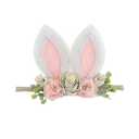 Bunny Rose Ears Easter Headbands Baby Girls Flower Crown Spring Headbands (C)