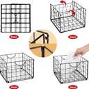 DINGTAI Metal Wire Basket Organizer Foldable Set of 6, Food Storage Mesh Bin with PVC Sheet, Freezer Organizer Bins for Pantry Closet Bathroom-Black
