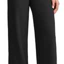 G4Free EverGoing Wide Leg Ankle Pants for Women 7/8 Length Yoga Dress Pants High Waist Stretch with Pockets Casual Work (Medium, Black)