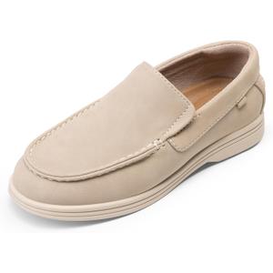DREAM PAIRS Boys Dress Shoes Slip-On Loafers Casual Flat Shoes ,Size 5 Big Kid,Khaki,
