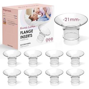 Flange Inserts 8PCS 21mm for 24mm Flange/Shield, Flange Sizing Kit Silicone Flange Insert, Breastfeeding Essentials Kit for New Moms