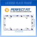 White Purple Tulips Flower License Plate Frame Beautiful Floral License Plate Frames Stainless Steel Accessories Cars Decor with 4 Holes and Screws Fits Standard US CA Vehicles Size 12.2 x 6 Inches