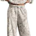 Women 2 Piece Lounge Outfits Camo Hoodies Sweatpants Sets Maple Leaf Print Hooded Sweatshirt Sweatpants Tracksuits (X-Large, Khaki Green)