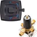 Oil Rubbed Bronze Shower Valve 2 Way Diverter with Single Handle Trim Kit, Dual-Function Pressure Balance Shower Faucet Control Kit Brass Rough-In 1/2" NPT Connection