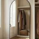 Full Length Mirror, 58"x21" Arched Full Body Mirror, Large Stand Up Aluminum Frame Floor Freestanding Hanging Leaning Mounted for Bedroom Living Room Entryway Black