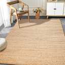 Hausattire Jute Woven Area Rug 5'x8' - Natural, Hand Braided Large Farmhouse Rugs for Living Room, Dining, Kitchen | Boho Rustic Indoor Outdoor Carpet for Bedroom, Patio - 60x96 Inches