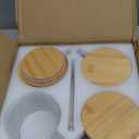 4pcs Set Vintage Coffee Mugs gifts for women, Overnight Oats Containers with Bamboo Lids and Spoons - 14oz Clear Embossed Glass Cups, Cute Coffee Bar Accessories, Iced Coffee Glasses